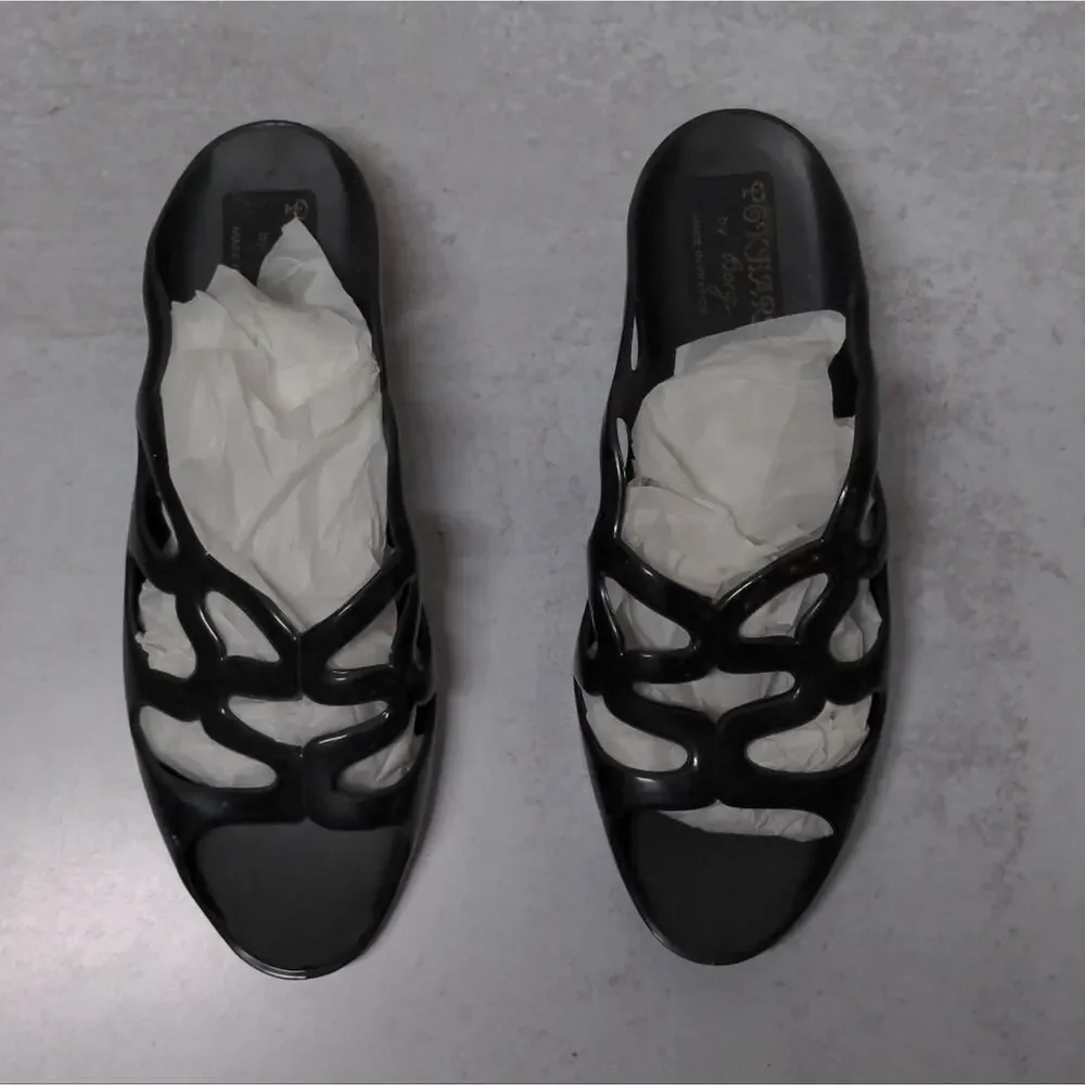 Pokhara by Borg Black Y2K Slip-on Jelly Sandals - Size 35/2; 36/3 (see meas)